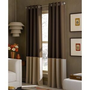 Curtainworks Kendall One Grommet Colorblock Panel Chocolate 52x84 new